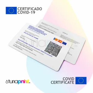 Tarjetas de PVC Carnet Certificado Pasaporte Vacunación COVID